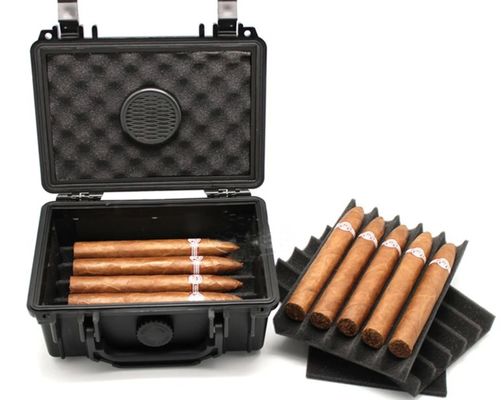 Convenient Handle with Lock Closure for High Durability Plastic Cigar Case